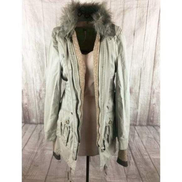 Free People Jackets & Blazers - Free People Fur Trim Military Jacket & Sweater M